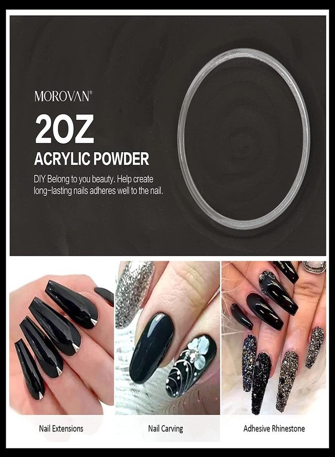 Morovan Black Acrylic Powder for Nails - 2oz Professional Acrylic Nail Powder Polymer Black Nail Powders for Acrylic Nail Extension Carving - Image 2